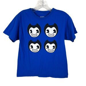 Bendy Shirt Youth Medium Blue Short Sleeve Cotton Graphic Tee